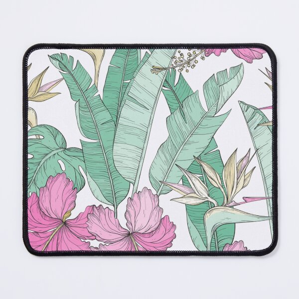 Item preview, Seamless pattern with leaves and hibiscus flowers designed and sold by Gurshnet68.