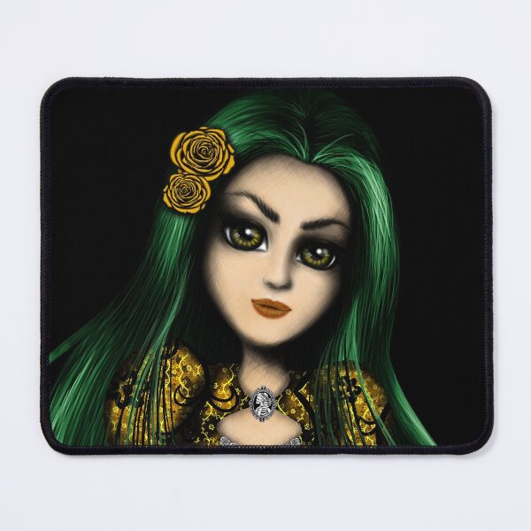 Item preview, Fantasy Green and Yellow Girl Portrait Gothic Girl in Frame designed and sold by DeneboArt.