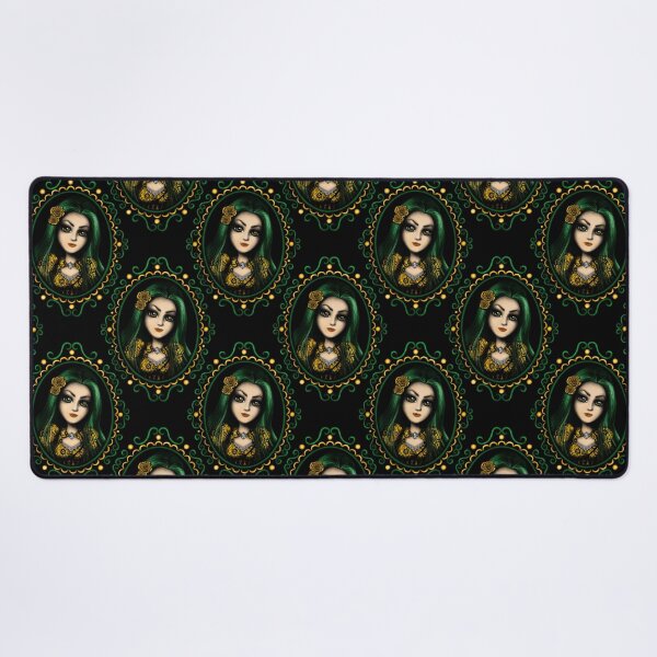 Item preview, Fantasy Green and Yellow Girl Portrait Gothic Girl in Frame designed and sold by DeneboArt.
