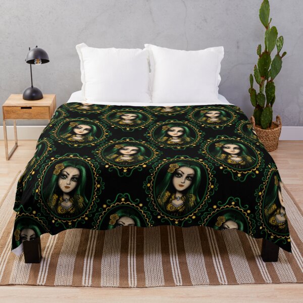 Item preview, Fantasy Green and Yellow Girl Portrait Gothic Girl in Frame designed and sold by DeneboArt.