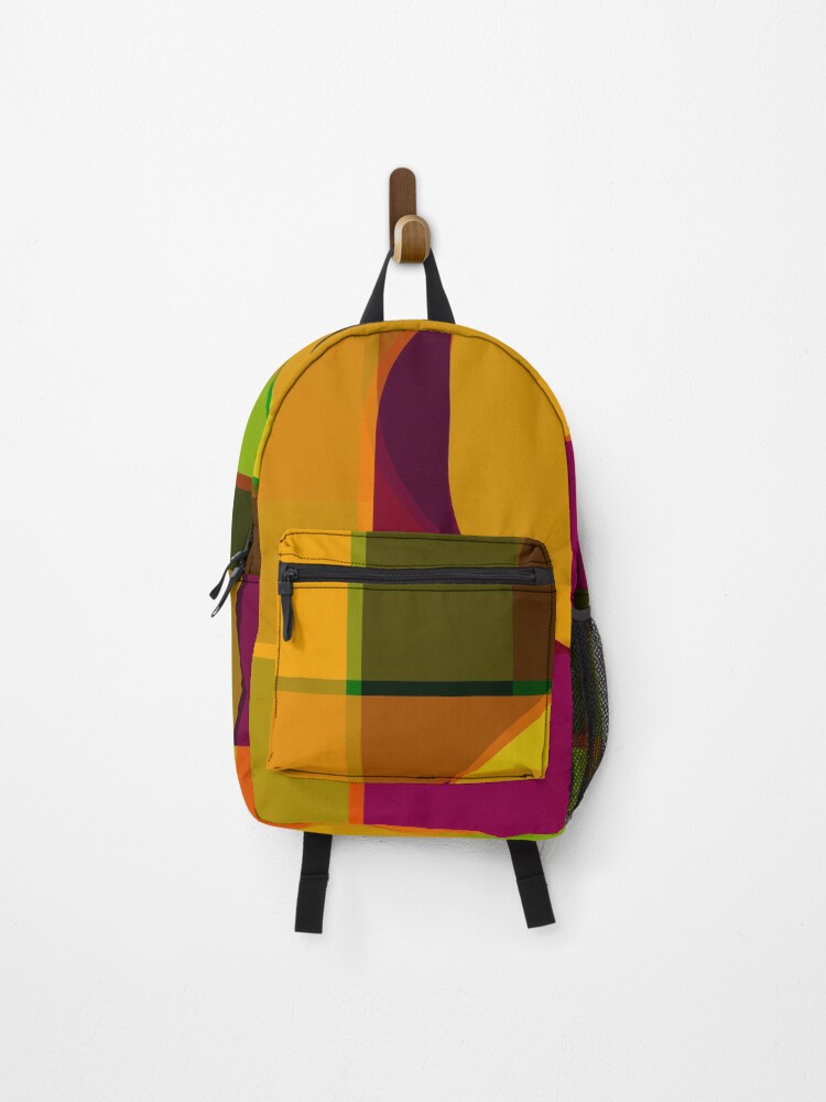 Thumbnail 1 of 3, Backpack, Retro Color Blocks And Rounded Geometric Shapes designed and sold by bonfimarts.