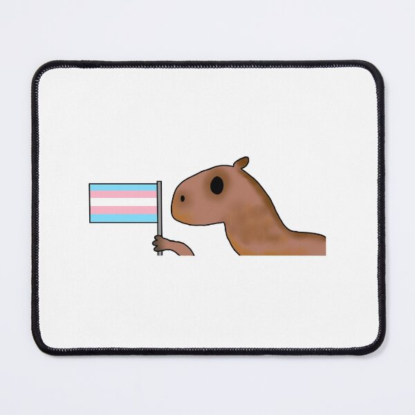 Item preview, capybara with trans flag designed and sold by EmoGayWorm.