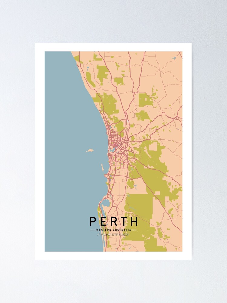 Map Of Perth Hills Perth, Wa - Vintage Map" Poster By Mattia28 | Redbubble