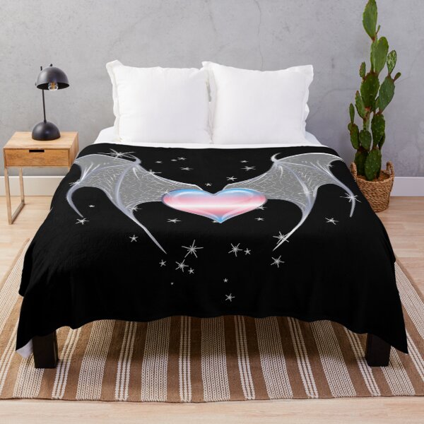 Item preview, Trans Pride Flag Heart with Gothic Bat Wings Transgender Goth designed and sold by Irene Koh.