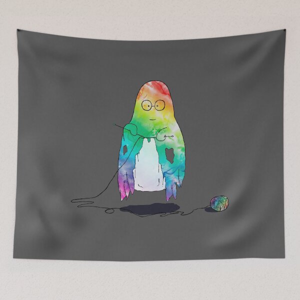 Item preview, Rainbow Knitting Ghost - Funny Self-Made Ghost Halloween Gifts designed and sold by r-silver.