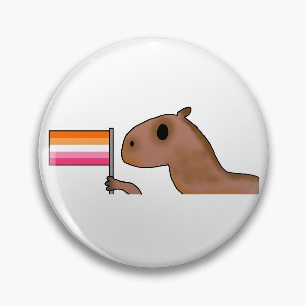 Item preview, capybara with lesbian flag designed and sold by EmoGayWorm.