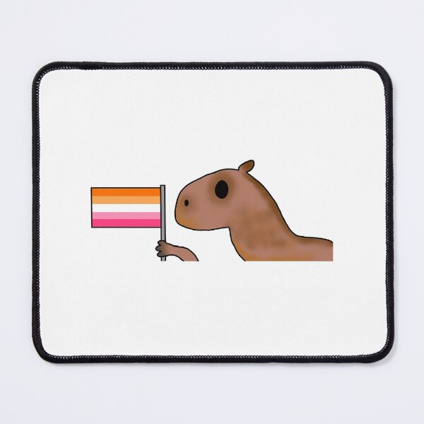 Item preview, capybara with lesbian flag designed and sold by EmoGayWorm.
