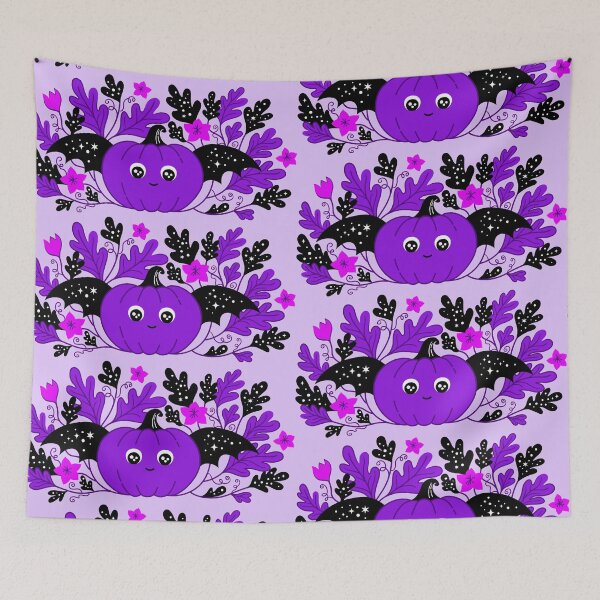 Item preview, Halloween cute purple pumpkin with bat wings designed and sold by Cat Print.