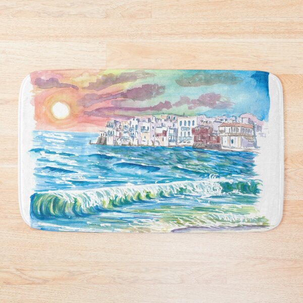 Item preview, Incredible Mykonos Sunset with Little Venice And Beach Waves  designed and sold by artshop77.