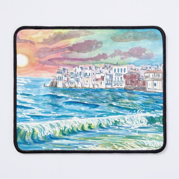 Item preview, Incredible Mykonos Sunset with Little Venice And Beach Waves  designed and sold by artshop77.