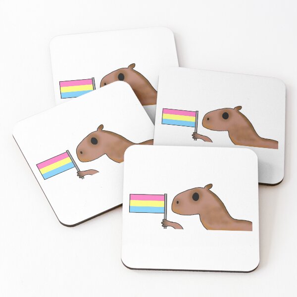 Item preview, capybara with pan flag designed and sold by EmoGayWorm.