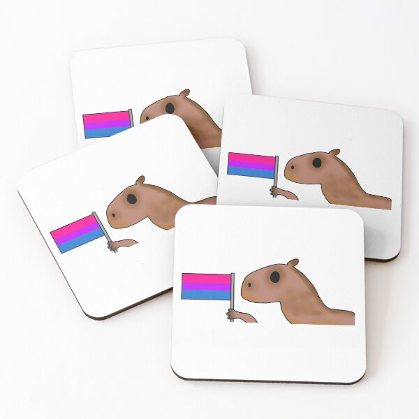 Item preview, capybara with bi flag designed and sold by EmoGayWorm.
