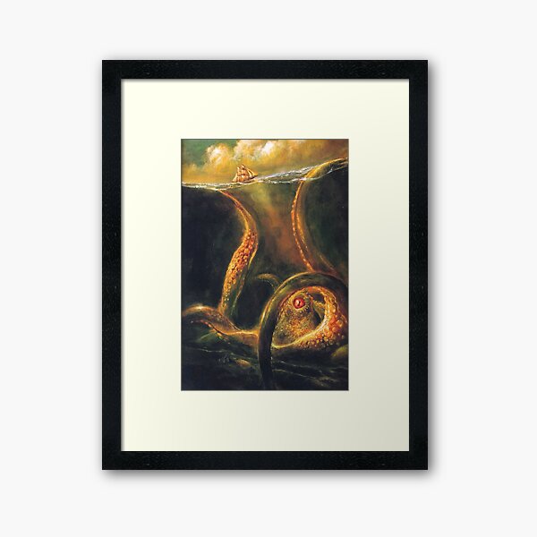 Beware The Kraken Framed Art Print