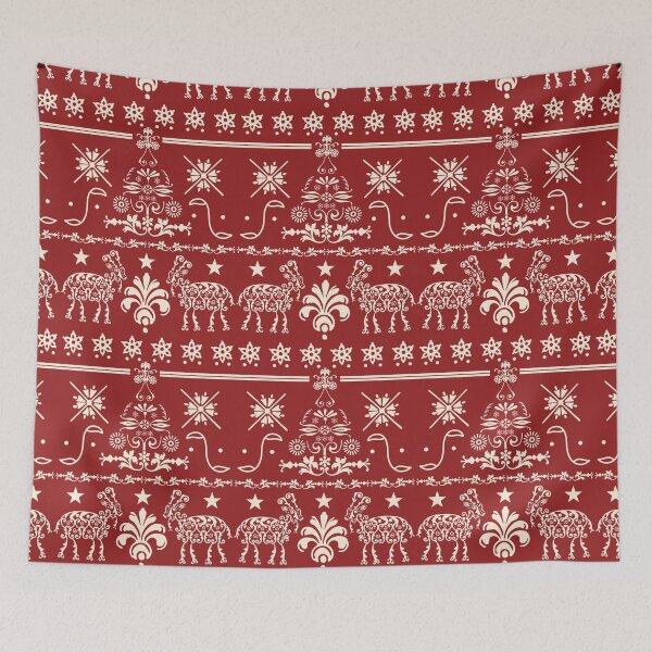 Item preview, Vintage Christmas Gothic Pagan Yule Goat Evergreen Tree Fair Isle Pattern  designed and sold by retroyule.