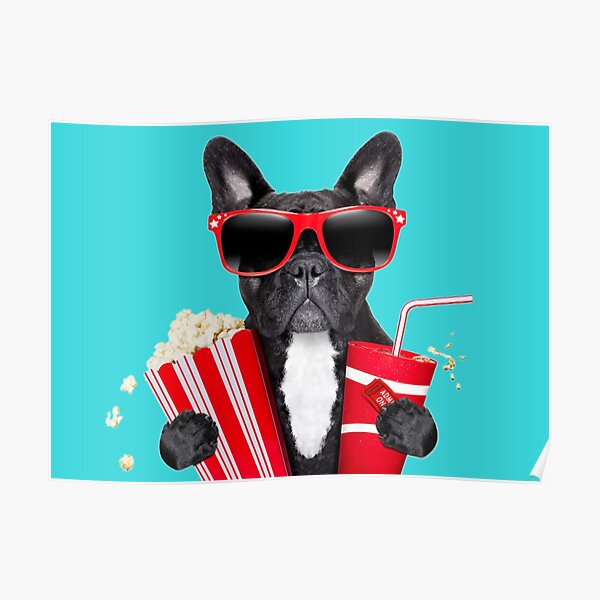 "French Bulldog Popcorn Coke" Poster by BtinnaStore Redbubble