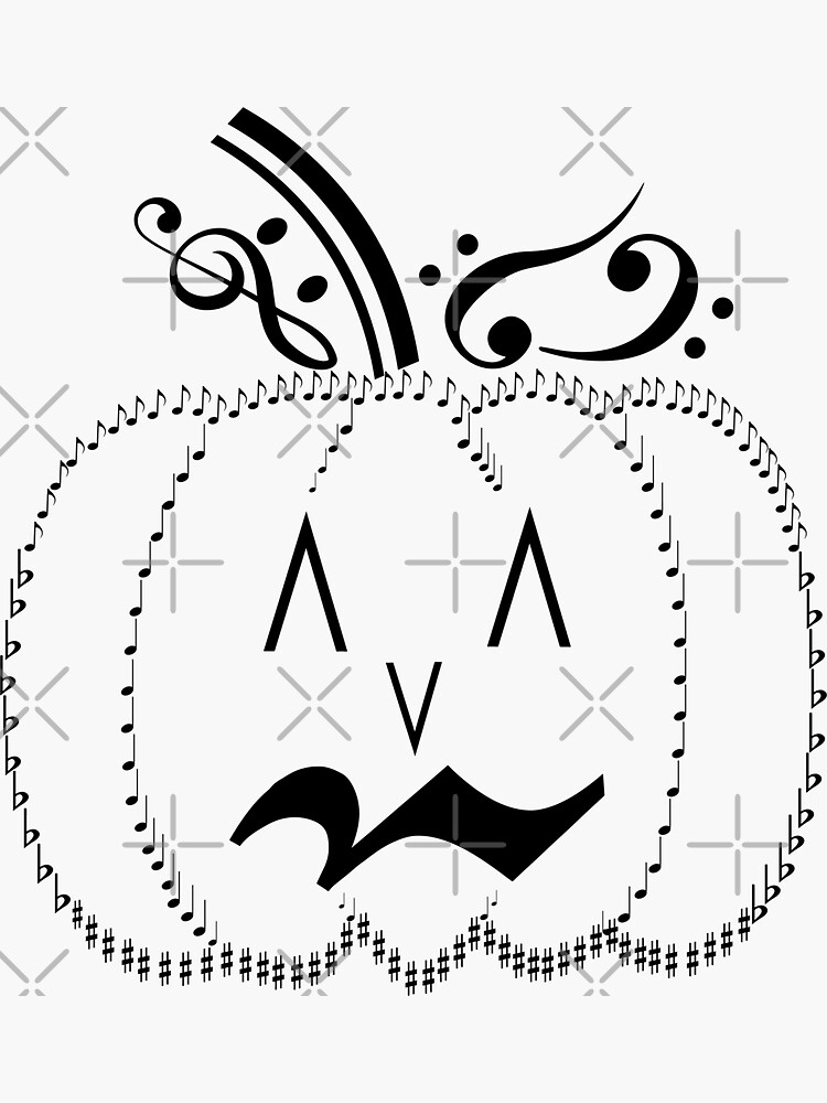 "Halloween Pumpkin Music Notes and Symbols" Sticker for Sale by