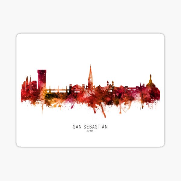 Vista previa del artículo con la obra «San Sebastian Spain Skyline», diseñado y vendido por ArtPrints.