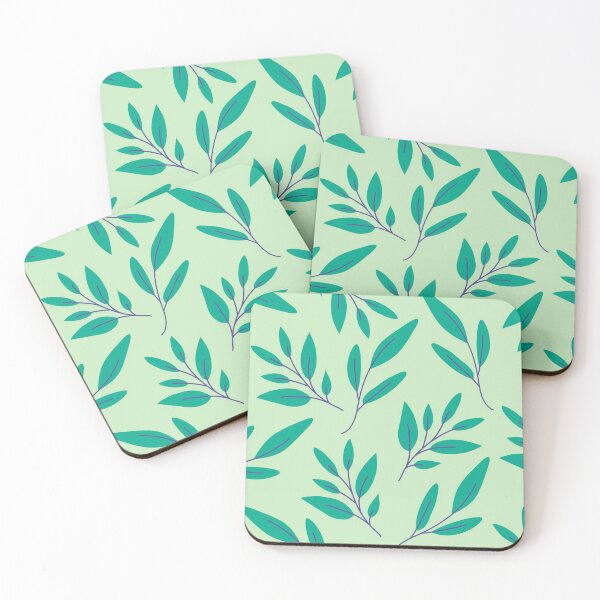 Item preview, Green and blue leaf pattern  designed and sold by JuniperSprings.