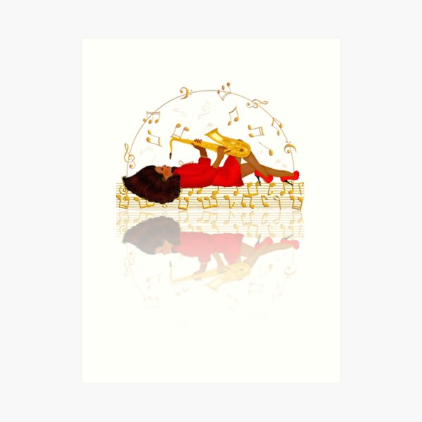 The girl and the saxophone 1 Art Print