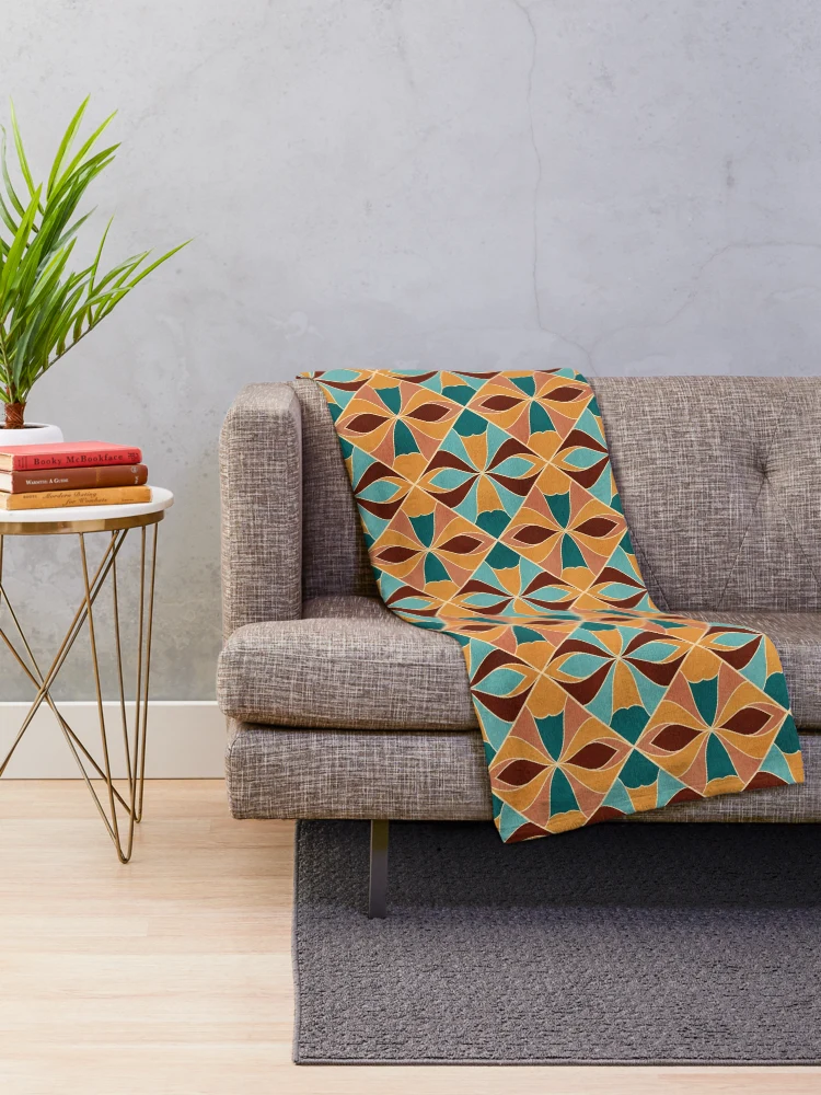 Thumbnail 2 of 6, Throw Blanket, Abstract Geometric Diamond-Shape Pattern designed and sold by Lavender Mint Graphics.
