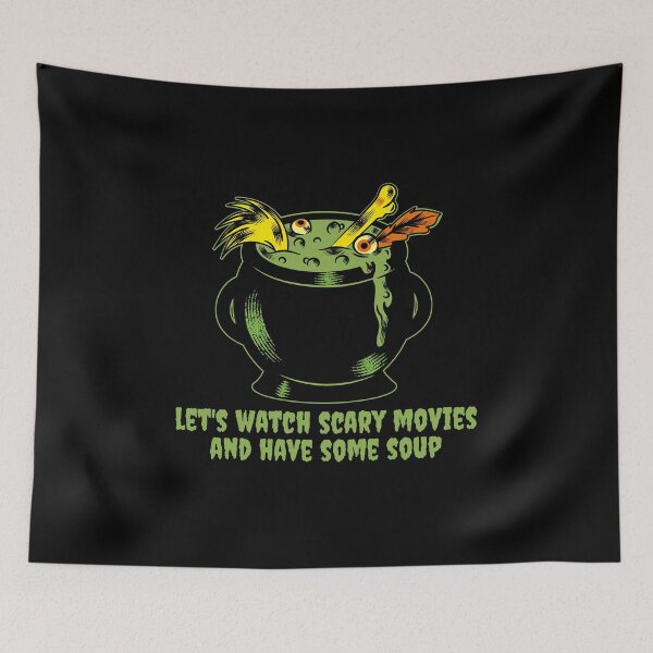 Item preview, Funny halloween design of a witches cauldron with the text let's watch scary movies and have some soup. designed and sold by NobelFashion.
