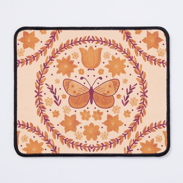 Item preview,  Orange and Rust Butterfly Floral Wreath Pattern  designed and sold by Lavender Mint Graphics.