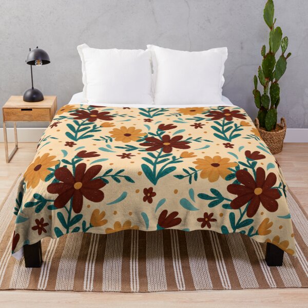 Item preview, Fall Florals in Burgundy, Golden Yellow, and Teal Blue Pattern designed and sold by Lavender Mint Graphics.