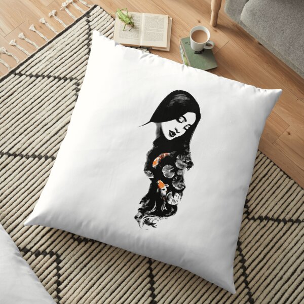 Koi Fish and Women Floor Pillow