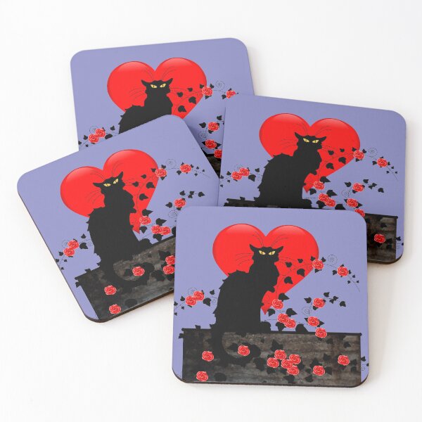 Item preview, Chat Noir with Red Roses designed and sold by HolidayBug.