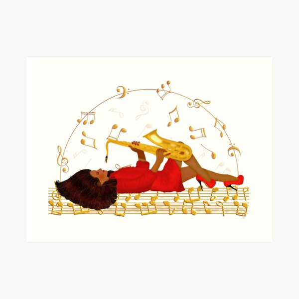 The girl and the saxophone 2 Art Print