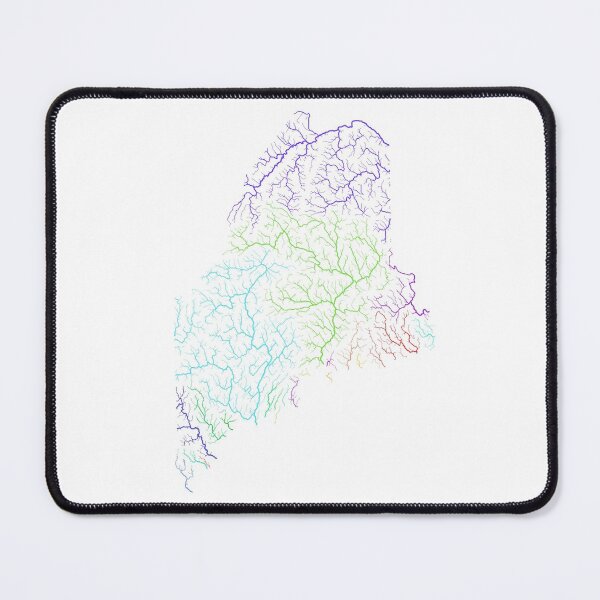 Item preview, Maine River Basin Map in Rainbow Colours with White Background designed and sold by GrasshopperGeo.