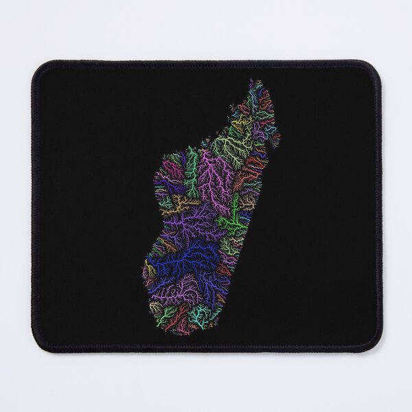 Item preview, Madagascar River Basin Map in Rainbow Colours with Black Background designed and sold by GrasshopperGeo.