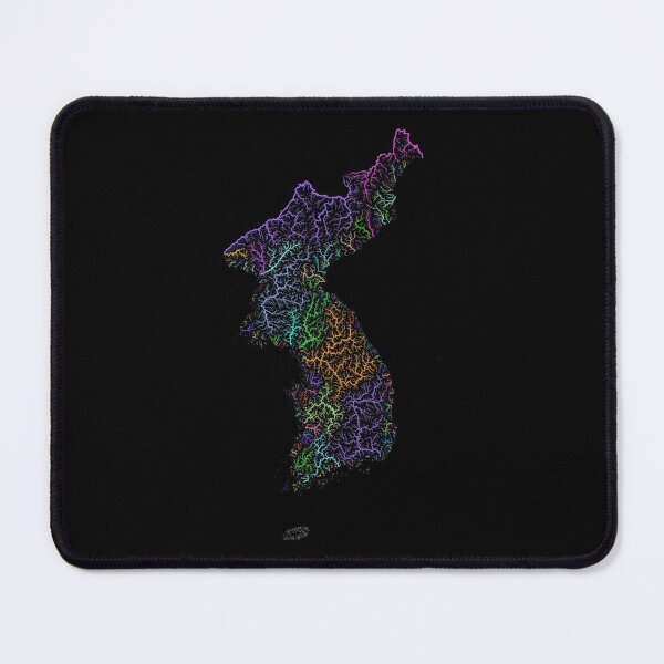 Item preview, Korea River Basin Map in Rainbow Colours with Black Background designed and sold by GrasshopperGeo.