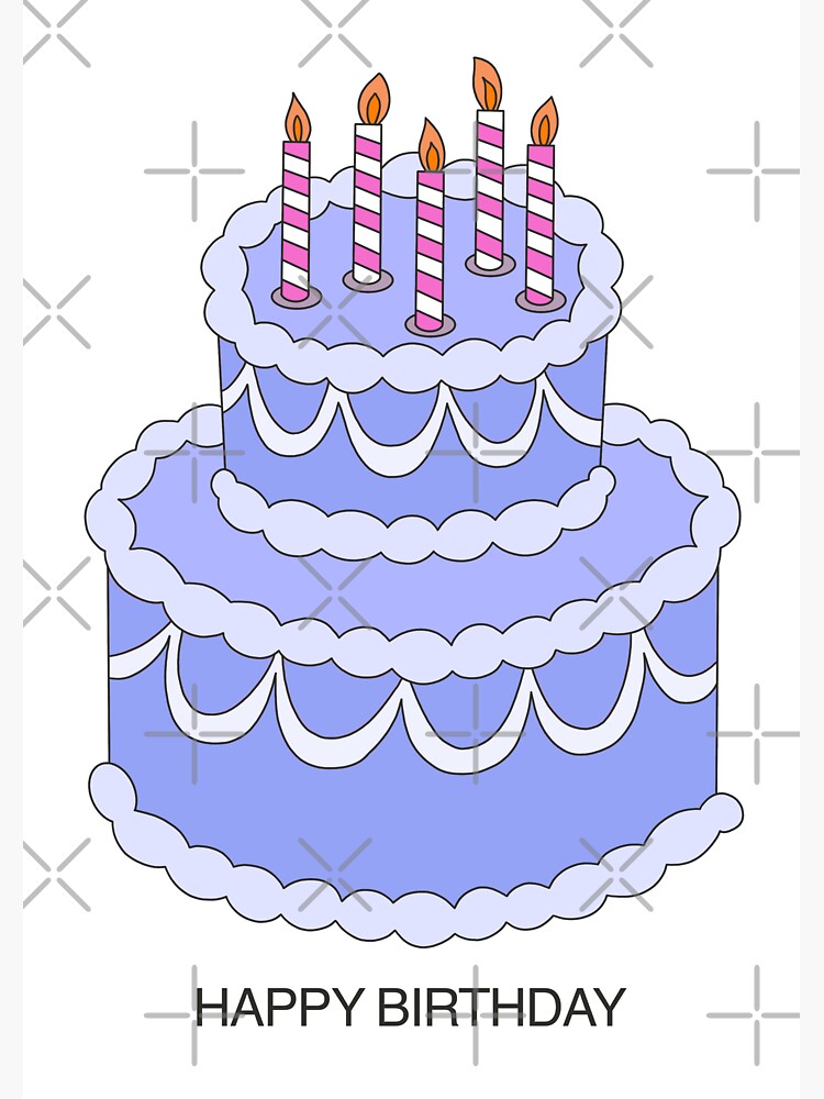 Blue Birthday Cake Cartoon drawing free image download