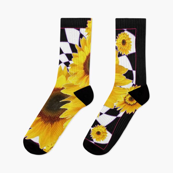 Item preview, YELLOW SUNFLOWERS BLACK OPTICAL ABSTRACT PATTERNS designed and sold by sharlesart.
