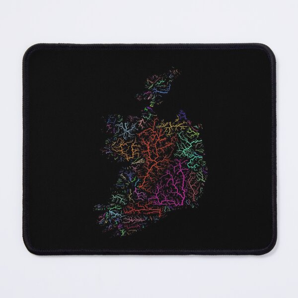 Item preview, Ireland River Basin Map in Rainbow Colours with Black Background designed and sold by GrasshopperGeo.