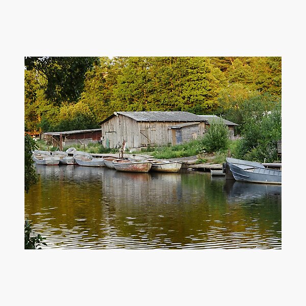 Item preview, fishing boats old barn rural landscape  designed and sold by mrivserg.