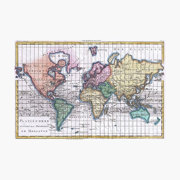 Item preview, Vintage Map of The World (1780) designed and sold by BravuraMedia.