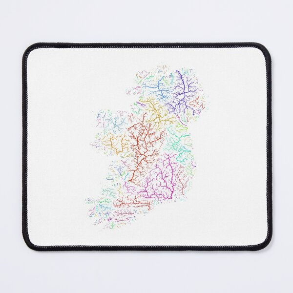 Item preview, Island of Ireland River Basin Map in Rainbow Colours with White Background designed and sold by GrasshopperGeo.