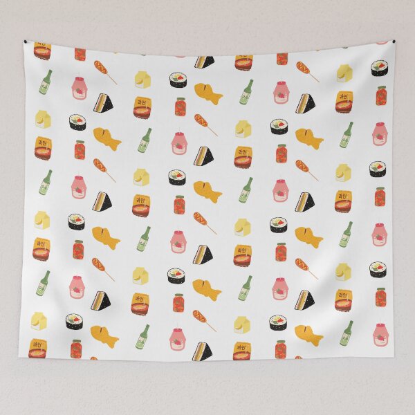 Item preview, Korean Snack Pattern - Kimchi, Soju, Kimbap, Ramen, etc. Cute designed and sold by EspyDesignCo.
