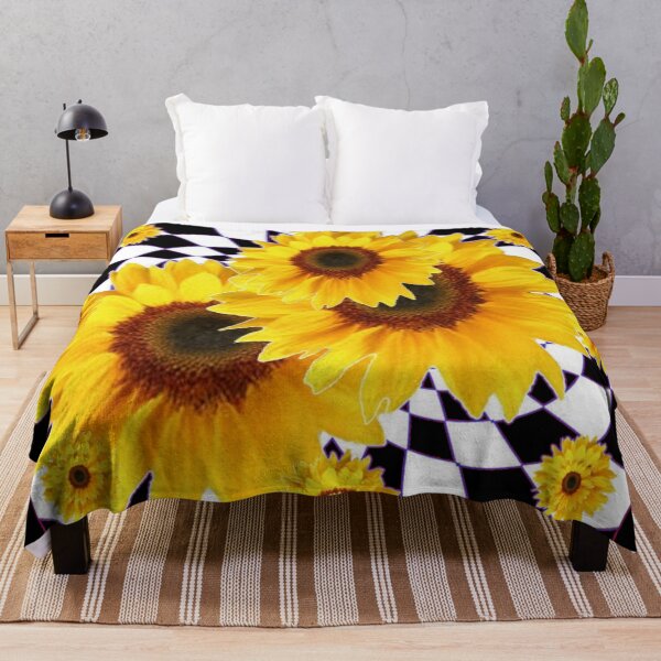 Item preview, YELLOW SUNFLOWERS BLACK OPTICAL ABSTRACT PATTERNS designed and sold by sharlesart.