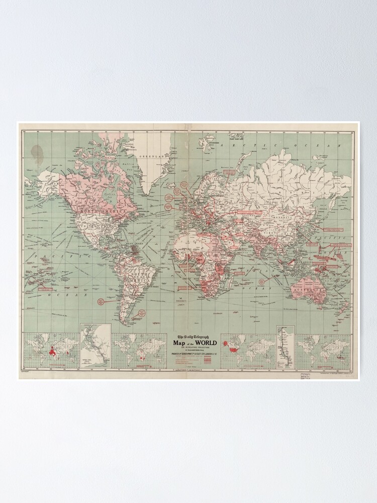Alternate view of Vintage Map of The World (1918) Poster