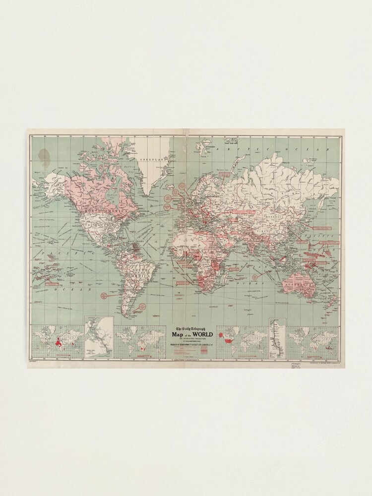 Alternate view of Vintage Map of The World (1918) Photographic Print