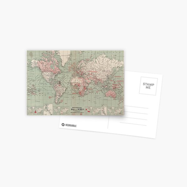 Vintage Map of The World (1918) Postcard