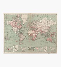 Vintage Karte der Welt (1918) Fotodruck