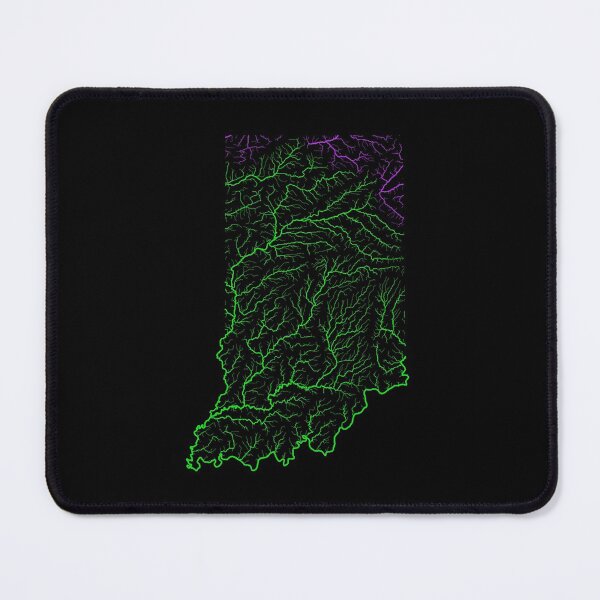 Item preview, Indiana River Basin Map in Rainbow Colours with Black Background designed and sold by GrasshopperGeo.