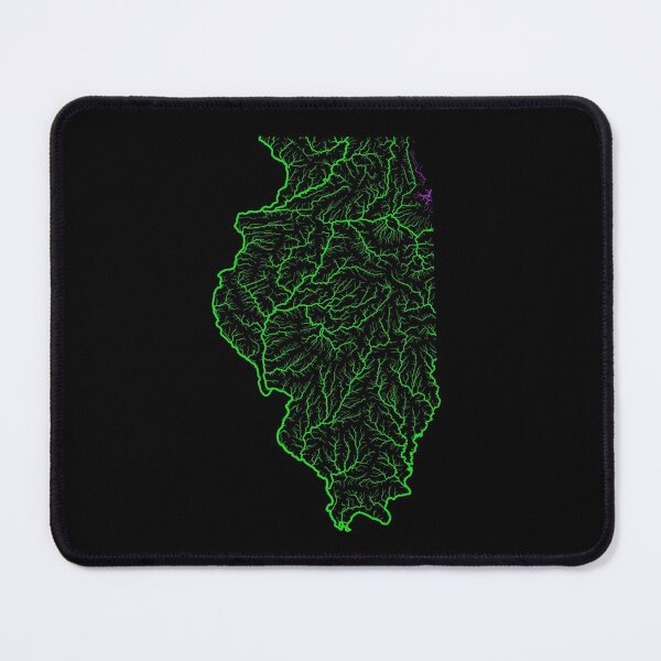 Item preview, Illinois River Basin Map in Rainbow Colours with Black Background designed and sold by GrasshopperGeo.
