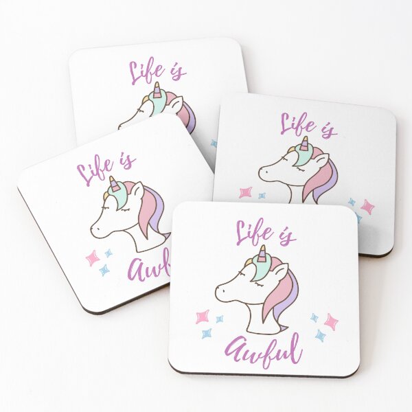Item preview, Dark Humor Shirt LIFE IS AWFUL Funny Unicorn designed and sold by JustAwful.