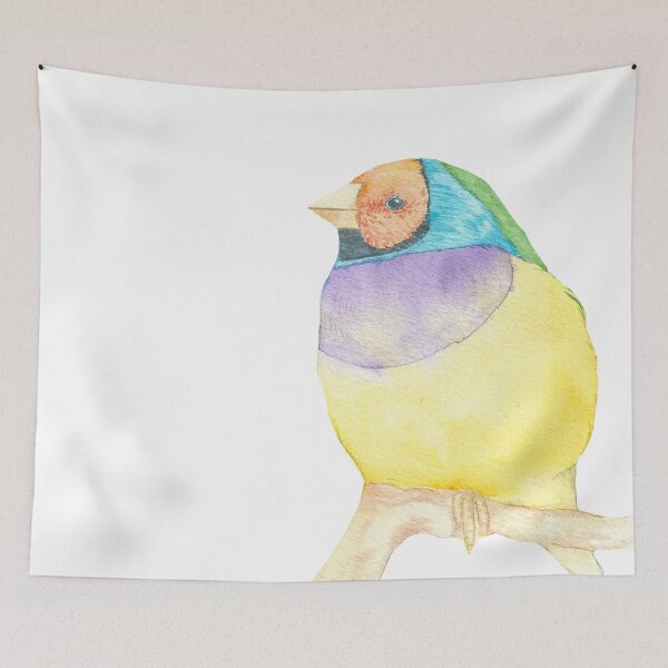 Item preview, Gouldian finch watercolor portrait designed and sold by L'Atelier Oranjade.