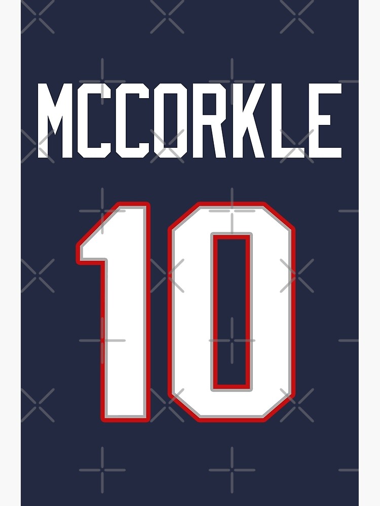 Limited Edition McCorkle 10 Shirt, Mac Jones 10 Jersey Style Shirt,  Patriots Jersey Style Shirt Phone Case, Mug, Wall Tapestry & Mask! Sticker  for Sale by GoatGear